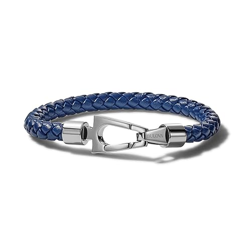 Bulova Mens Marine Star Leather Bracelet, Medium, Leather