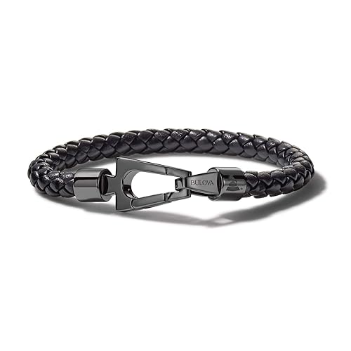 Bulova Mens Latin Grammy Leather Bracelet
