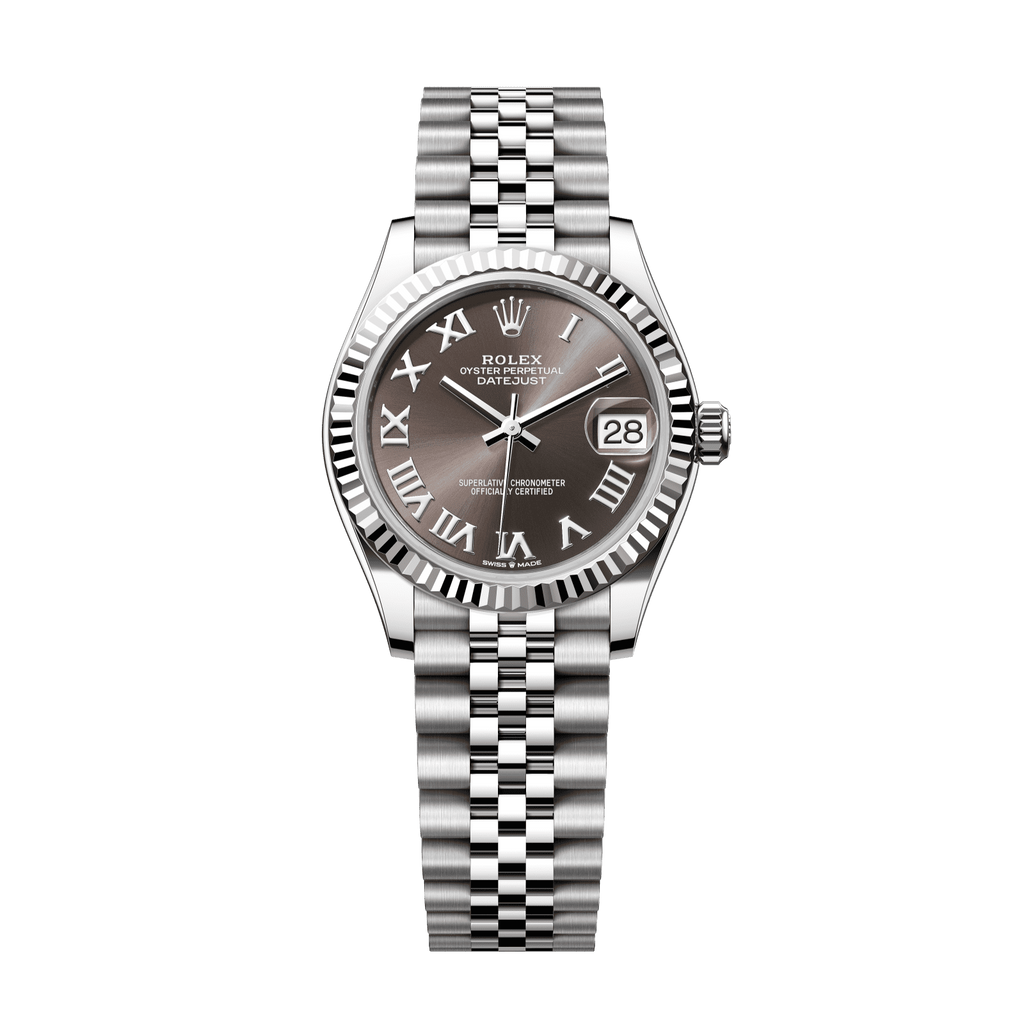 Rolex Datejust 31mm – Ref: 278274-0022 – Dark Grey Sunray Roman Dial, Stainless Steel Jubilee Bracelet Women’s Pre-Owned Watch