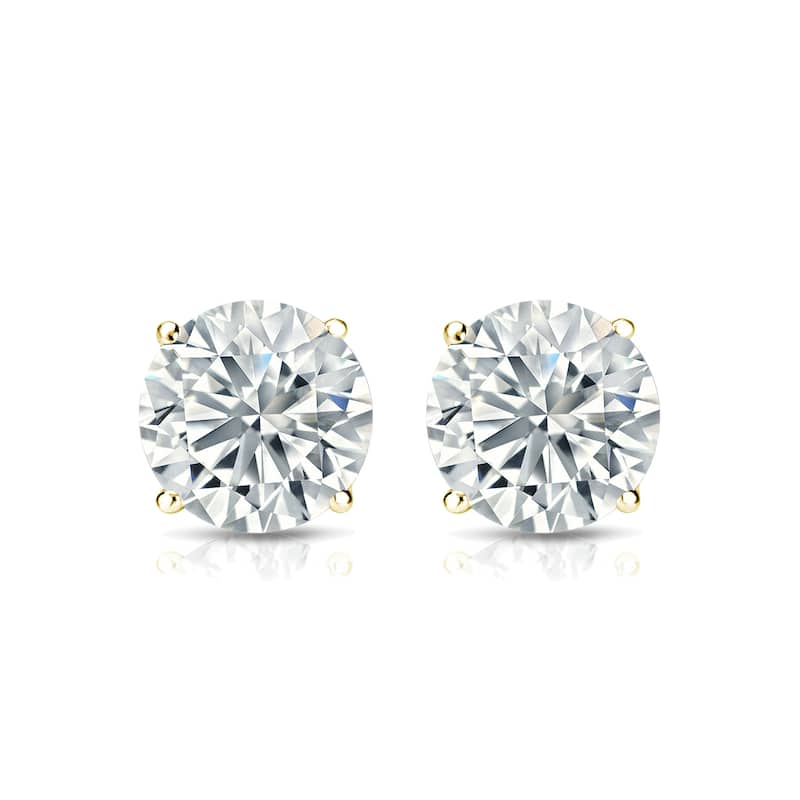 Lab Grown Diamond Stud Earrings Round. 4-Prong Martini Setting Basket.