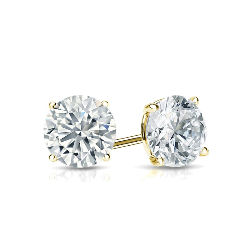 Lab Grown Diamond Stud Earrings Round. 4-Prong Martini Setting Basket.