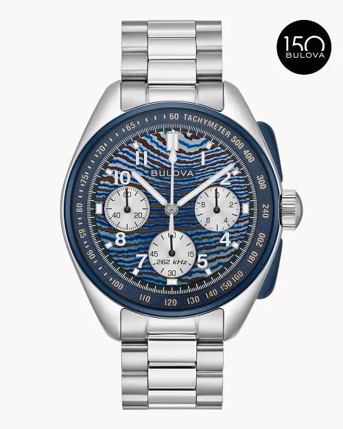 Blue Dial Stainless Steel Bracelet Lunar Pilot Timascus 98A329 | Bulova