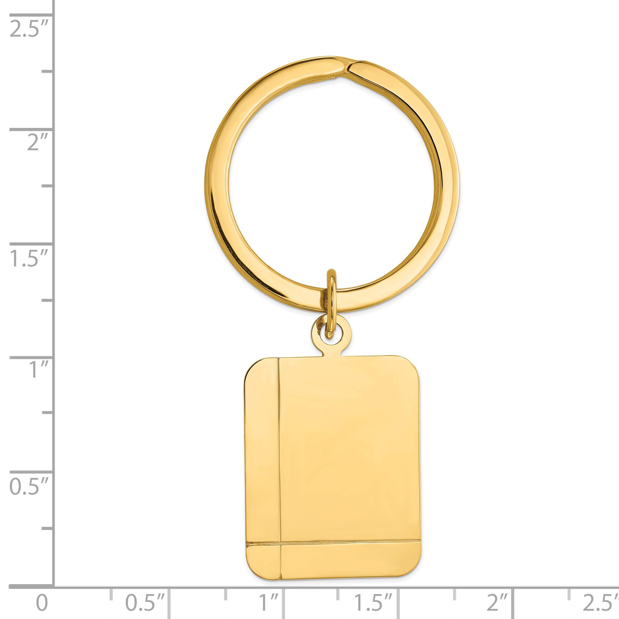 14k Rectangle Disc Key Ring