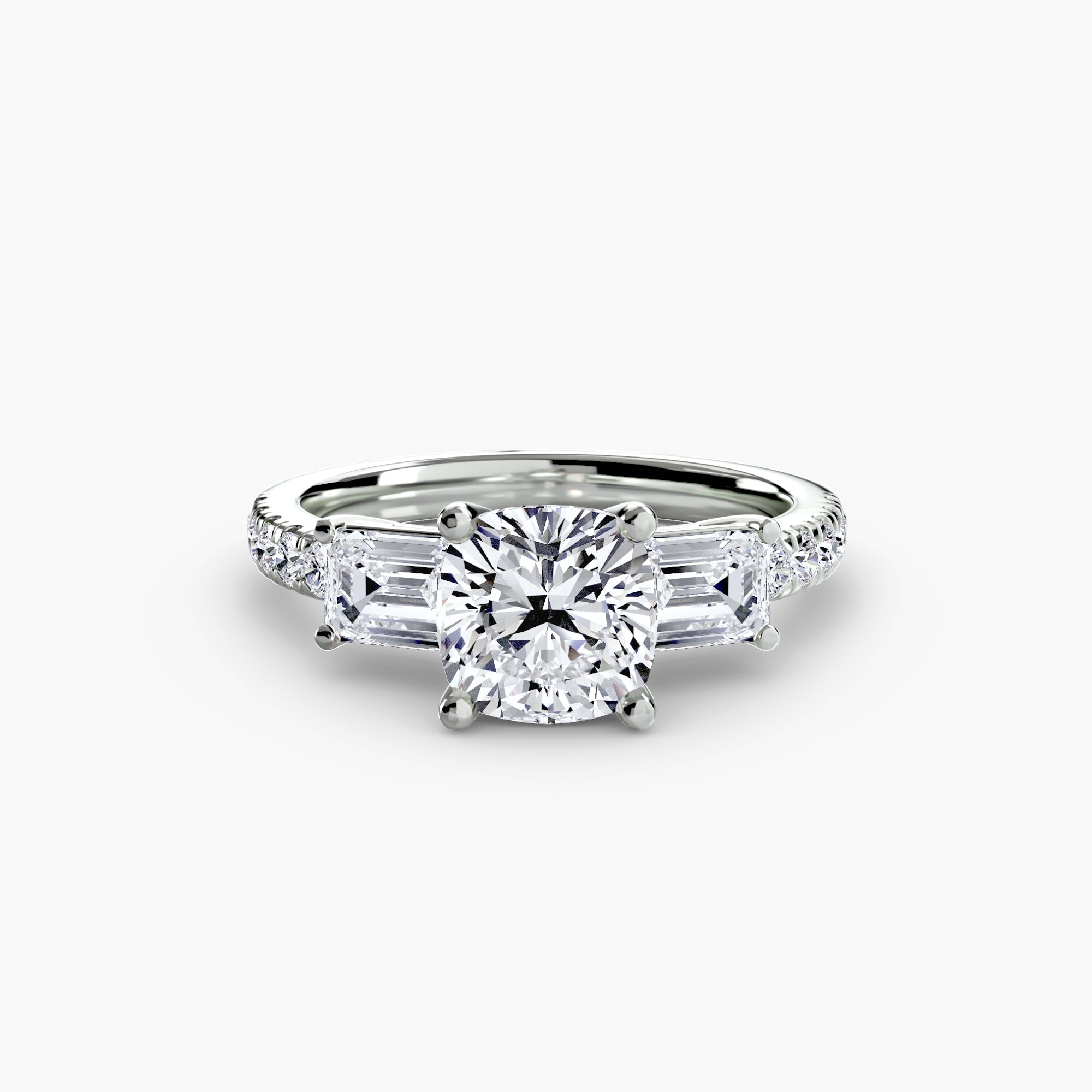 Three-Stone Ring with Pavé Band 4