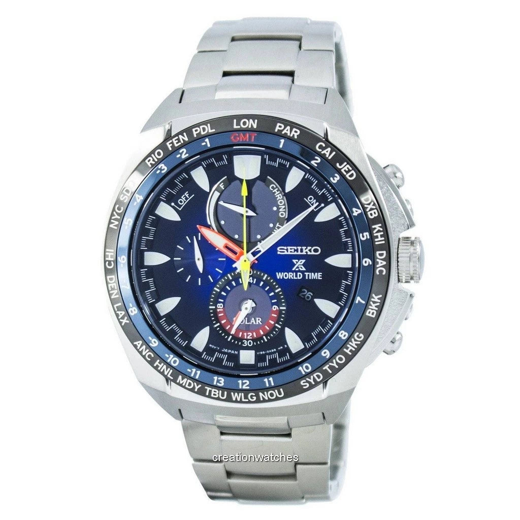 Seiko Prospex World Time Solar Chronograph SSC549 SSC549P1 SSC549P Men's Watch