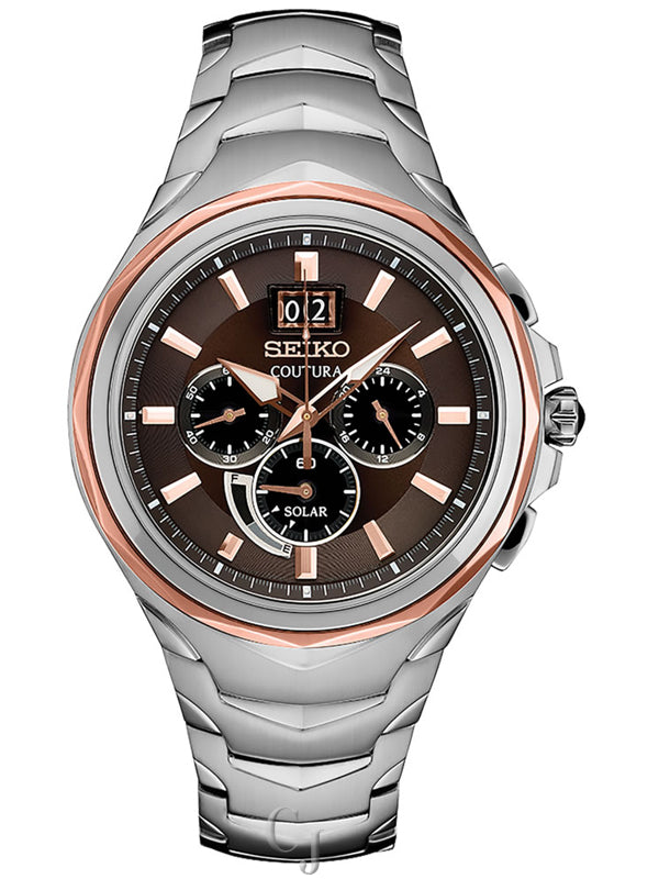 SEIKO COUTURA SOLAR POWERED CHRONOGRAPH BROWN DIAL SSC628