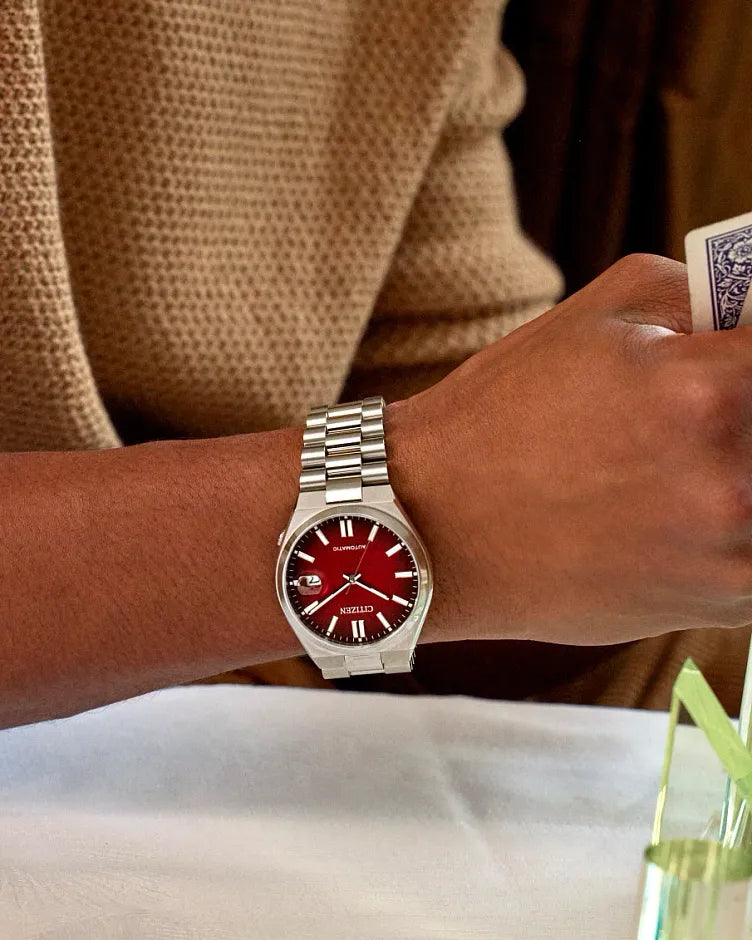 TSUYOSA Red Dial Stainless Steel Bracelet NJ0150-56W | CITIZEN